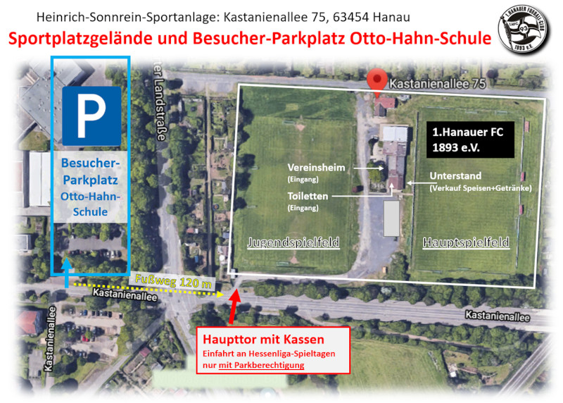 Sportplatzgelände und Besucherparkplatz an der Otto-Hahn-Schule